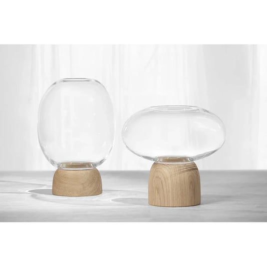 Lavender Porcini Vase Eiche/Klarglas, H. 22 cm