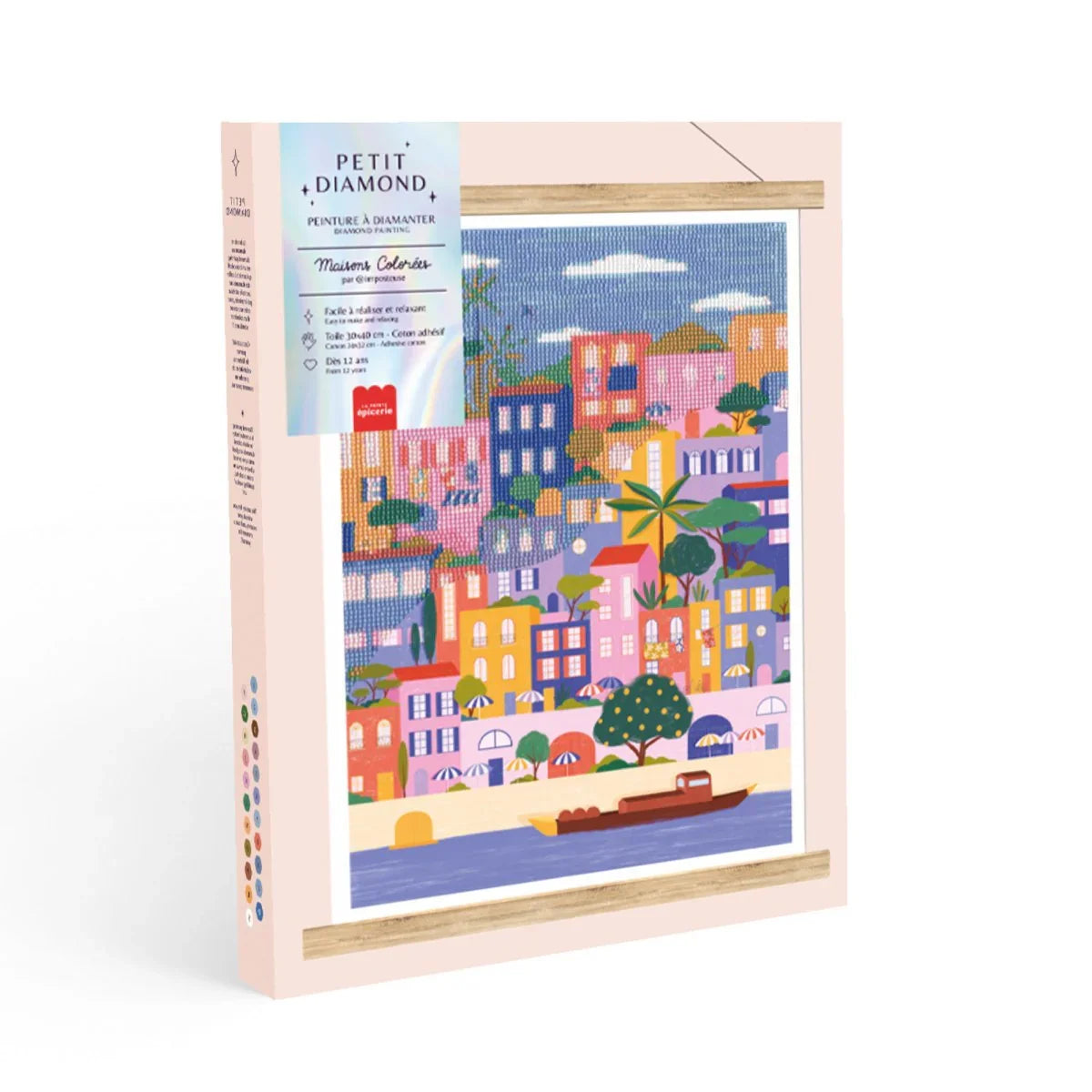 Light Gray Diamond Painting Set - Bunte Häuser