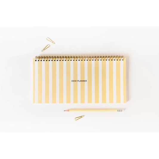 Beige Fabrique Deskplanner Stripes Yellow - Wochenplaner undatiert