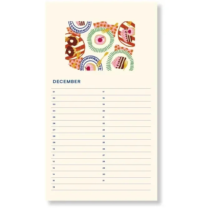 Beige Fabrique Geburtstagskalender Palmtree Checkered - Immerwährend