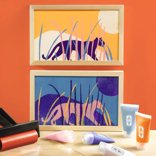 Dark Slate Blue Atelier 47, Gel-Druck Panther