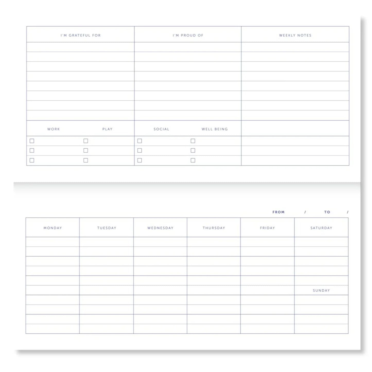 Lavender A-Journal Spiral-Abreißplaner Checkered - Wochenplaner Karo