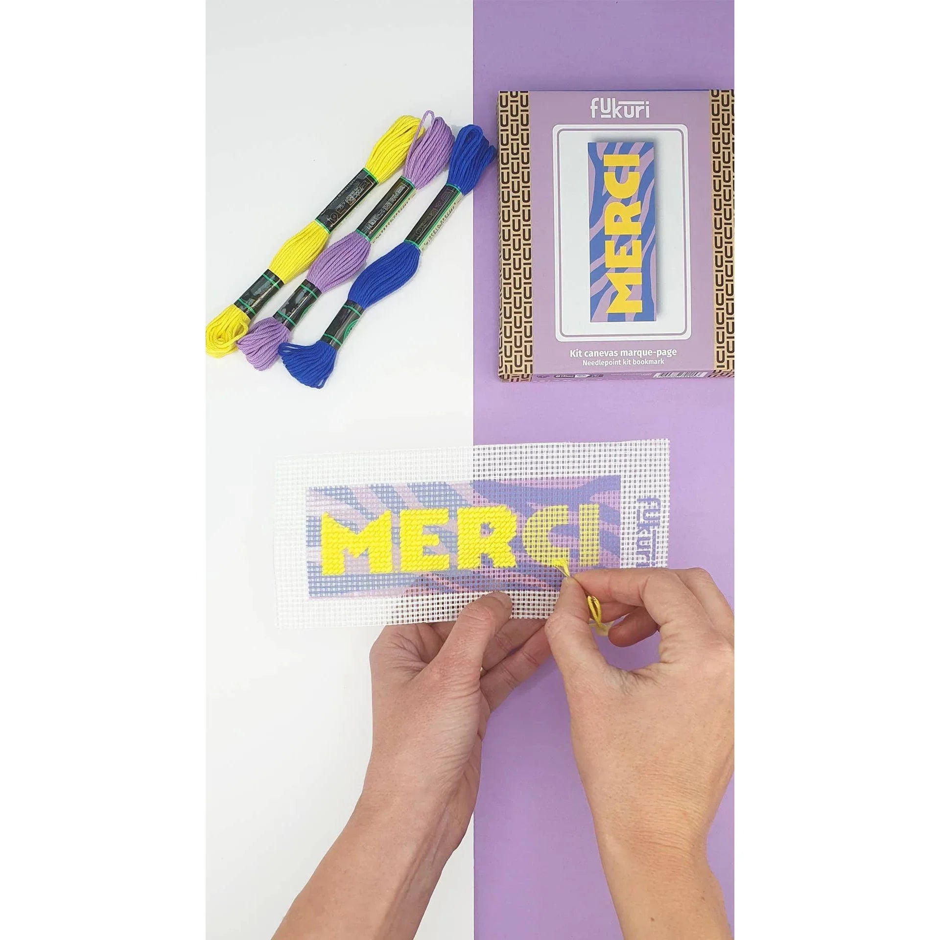 Thistle Stickerei-Set - DIY - Lesezeichen Merci