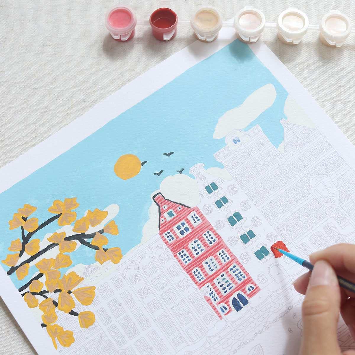 Light Gray Malen nach Zahlen Set - Amsterdam