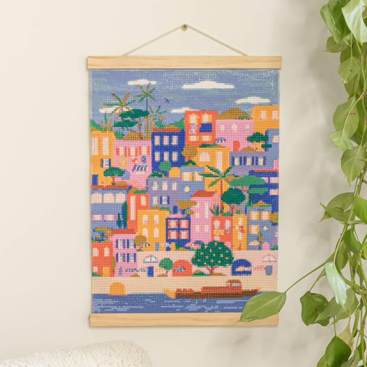 Light Gray Diamond Painting Set - Bunte Häuser