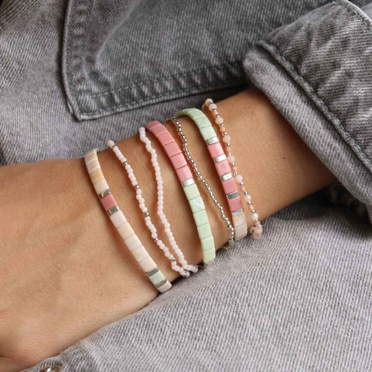 Rosy Brown DIY Set 16 - Perlenarmbänder Silber