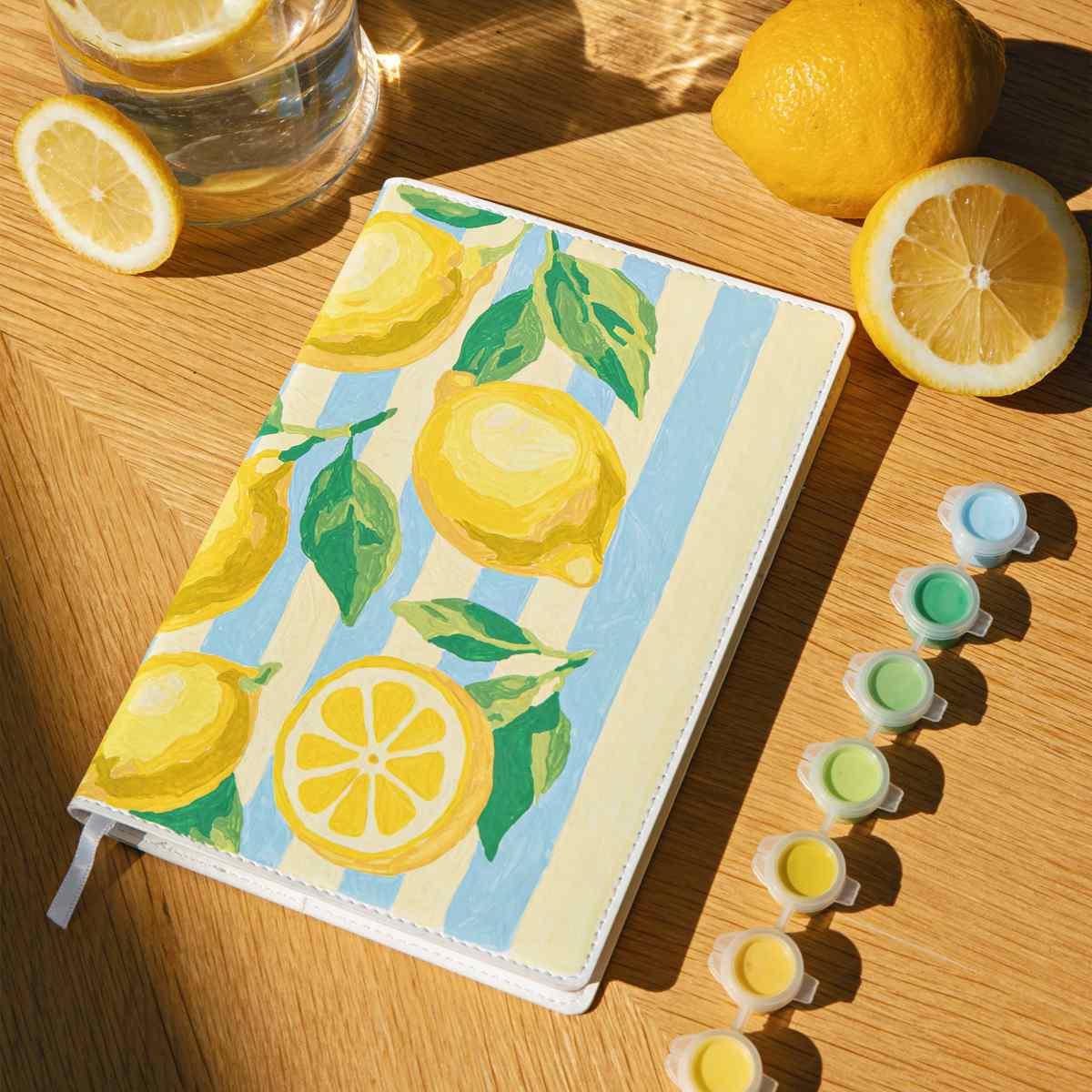 Dark Khaki Malen nach Zahlen - Notizbuch Zitronen