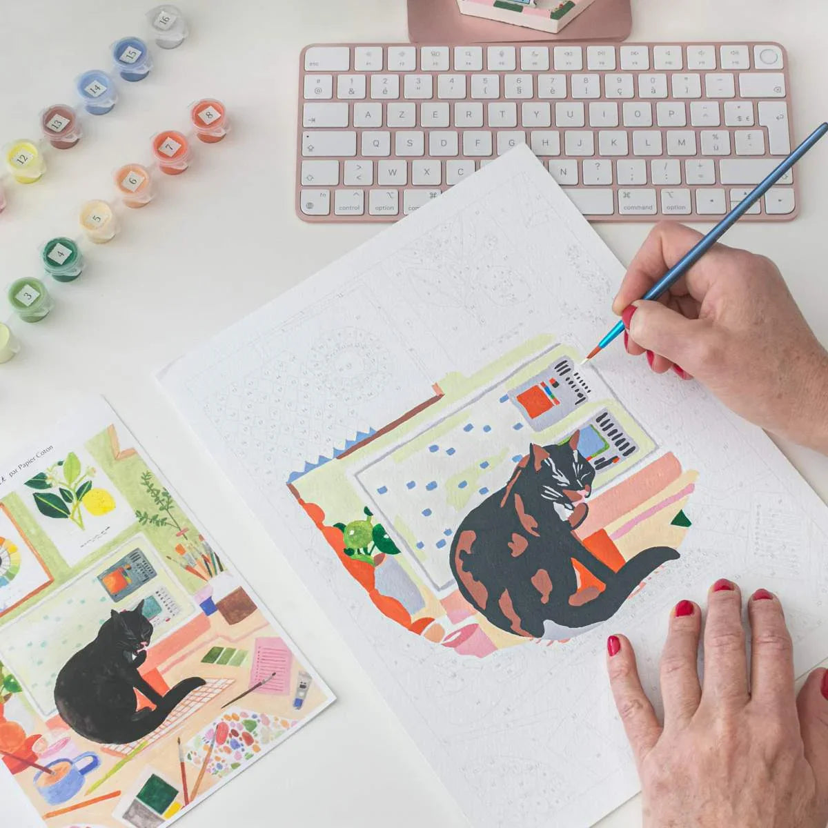 Light Gray Malen nach Zahlen Set - Die Katze