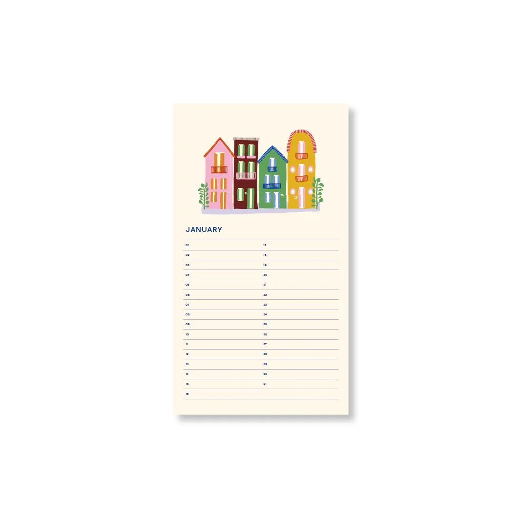 Beige Fabrique a la Carte Geburtstagskalender Blumen - Immerwährend 32,5x18cm