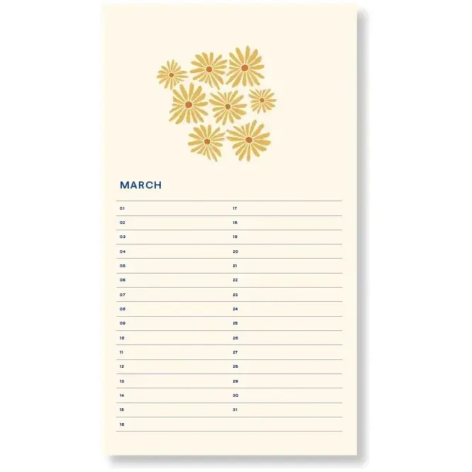 Seashell Fabrique a la Carte Geburtstagskalender Blumen Beige - Immerwährend 32,5x18cm