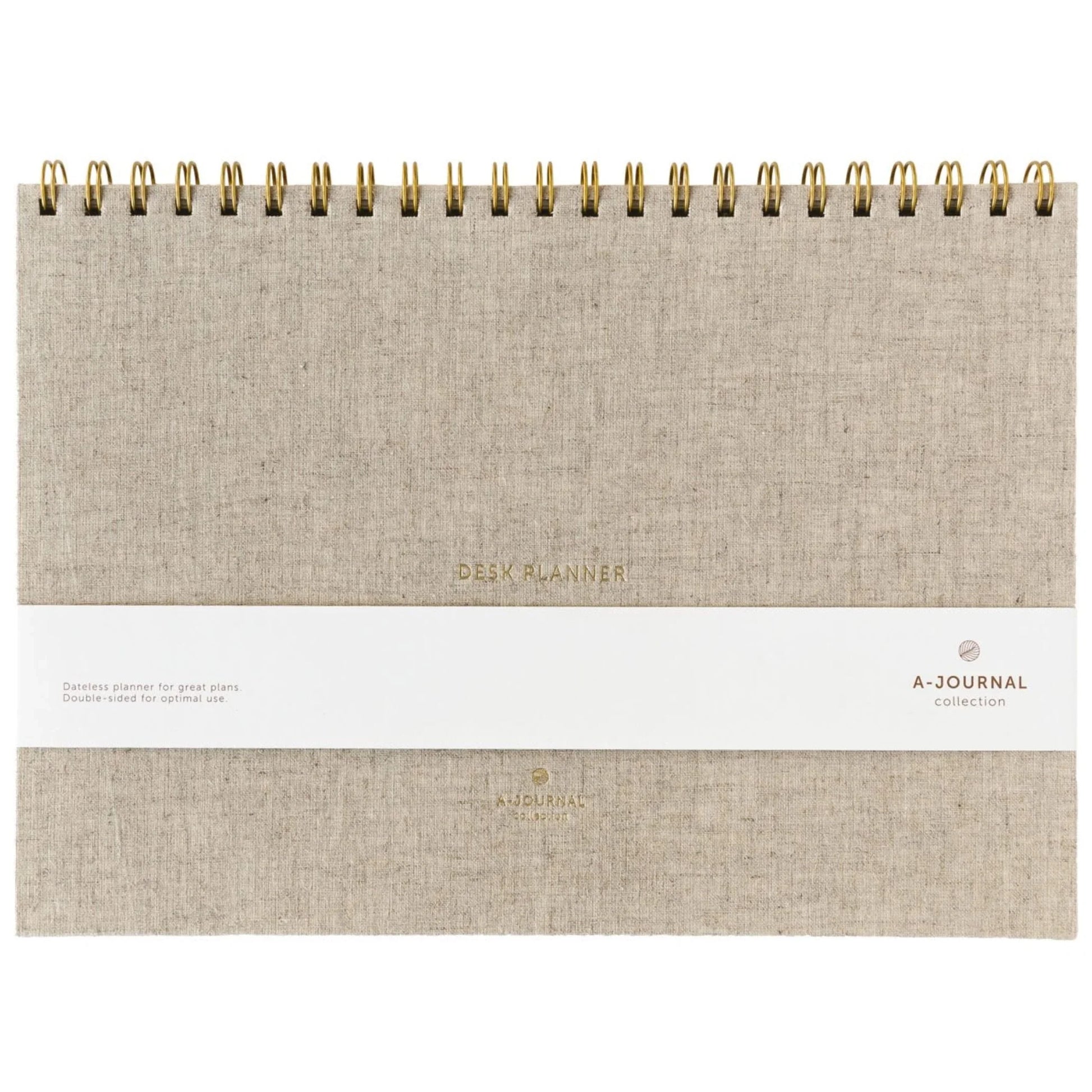 Gray A-Journal Deskplanner Leinen - Wochenplaner undatiert Gold