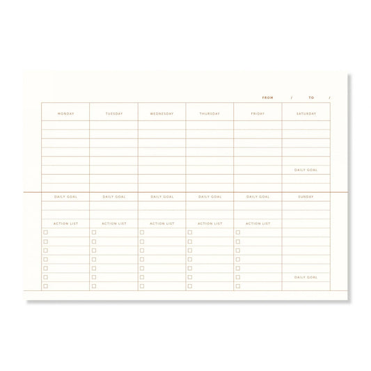 Snow A-Journal Deskplanner Leinen - Wochenplaner undatiert Gold