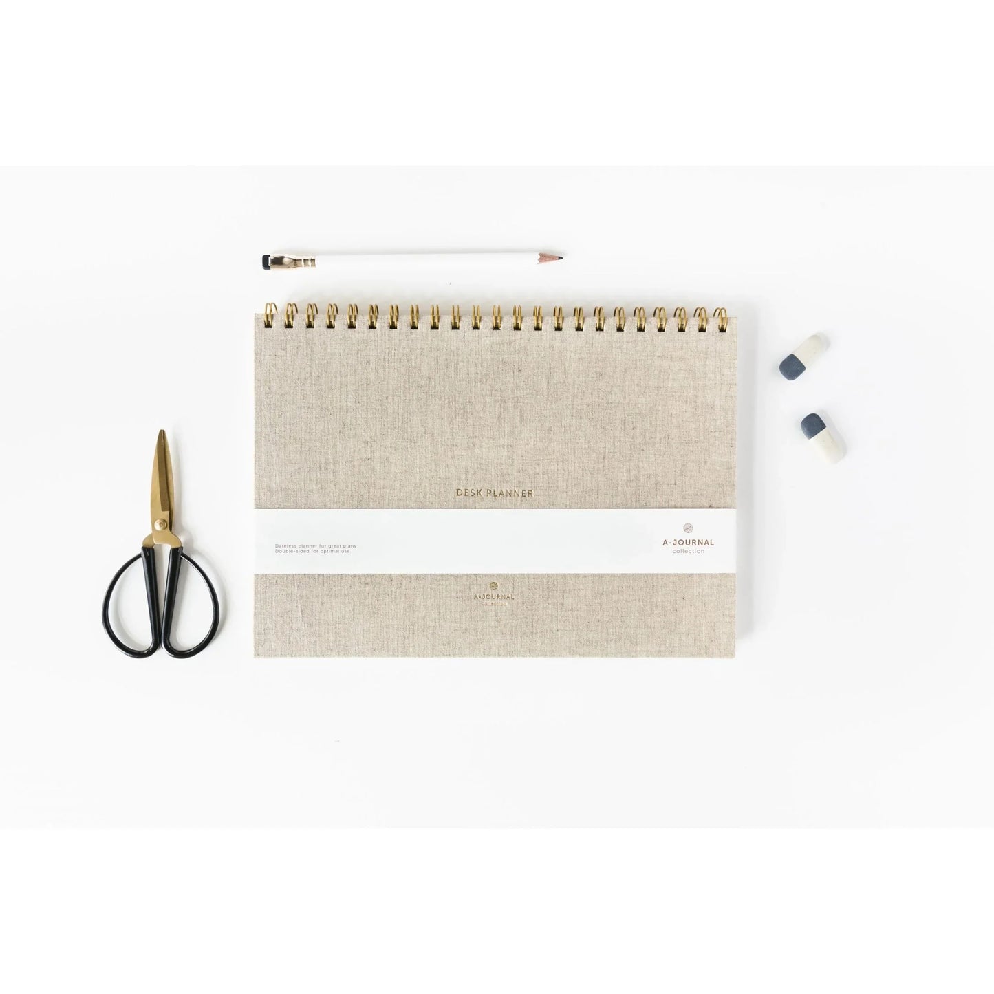 White Smoke A-Journal Deskplanner Leinen - Wochenplaner undatiert Gold