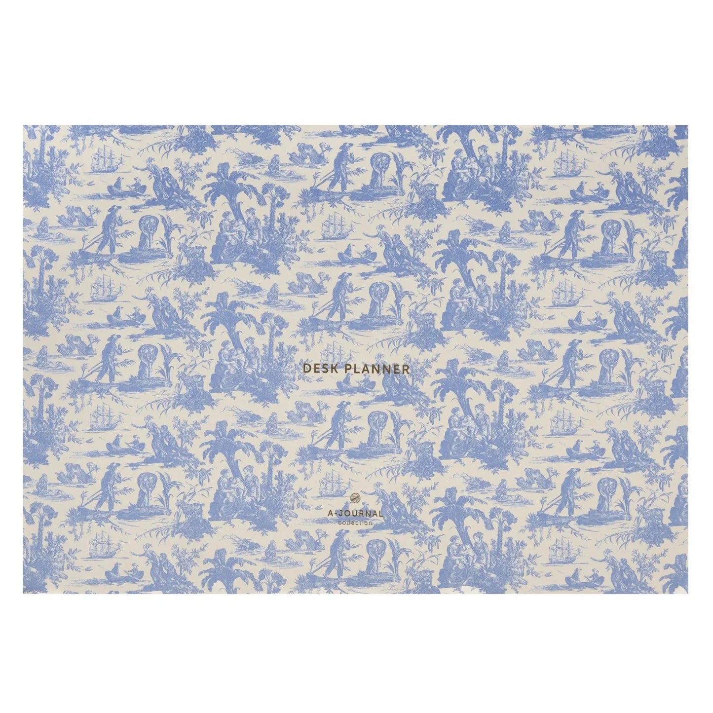 Gray A-Journal Deskplanner Toile de Jouy - Abreißblock Lavendel