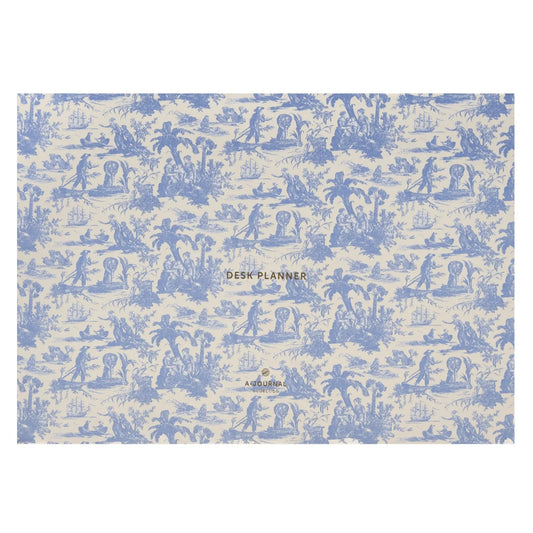 Gray A-Journal Deskplanner Toile de Jouy - Abreißblock Lavendel