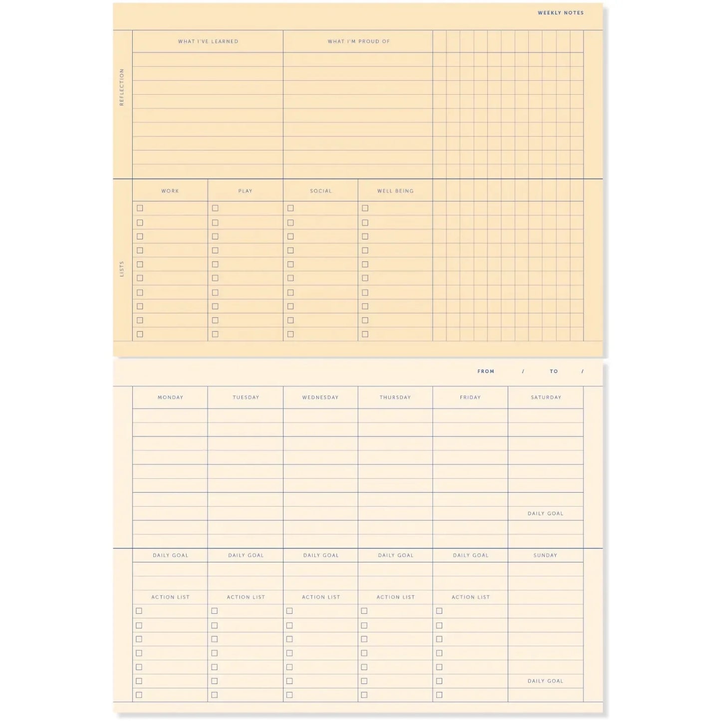 Antique White A-Journal Deskplanner Toile de Jouy - Abreißblock Lavendel