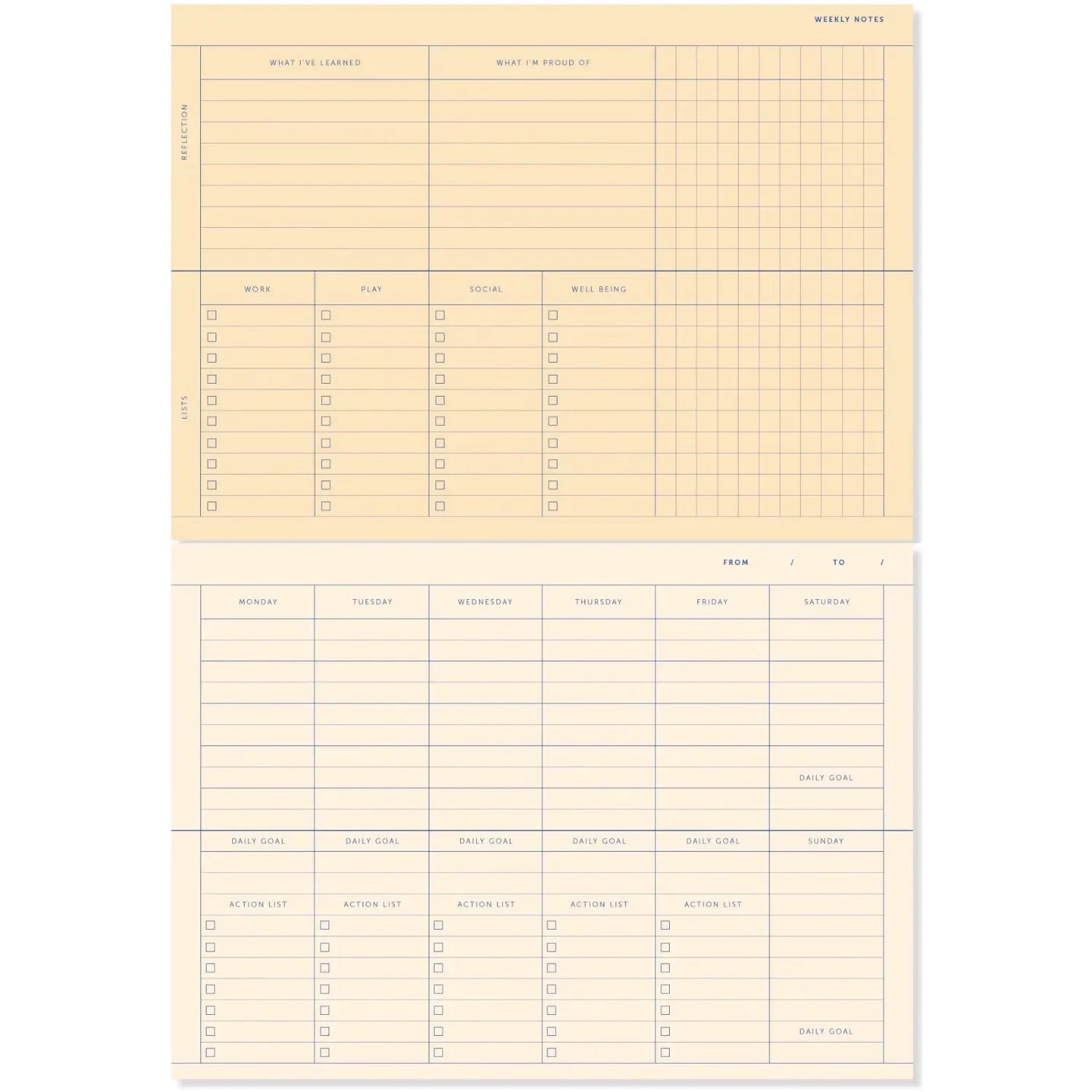 Antique White A-Journal Deskplanner Toile de Jouy - Abreißblock Lavendel