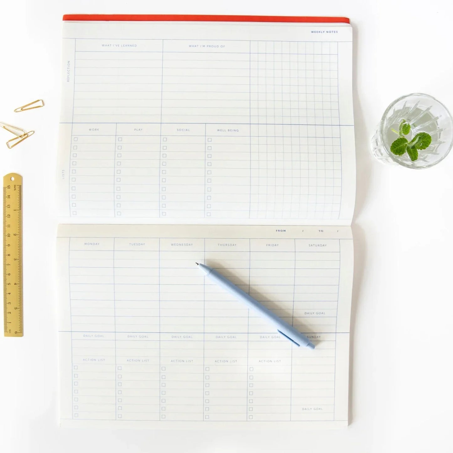 White Smoke A-Journal Deskplanner Toile de Jouy - Abreißblock Lavendel