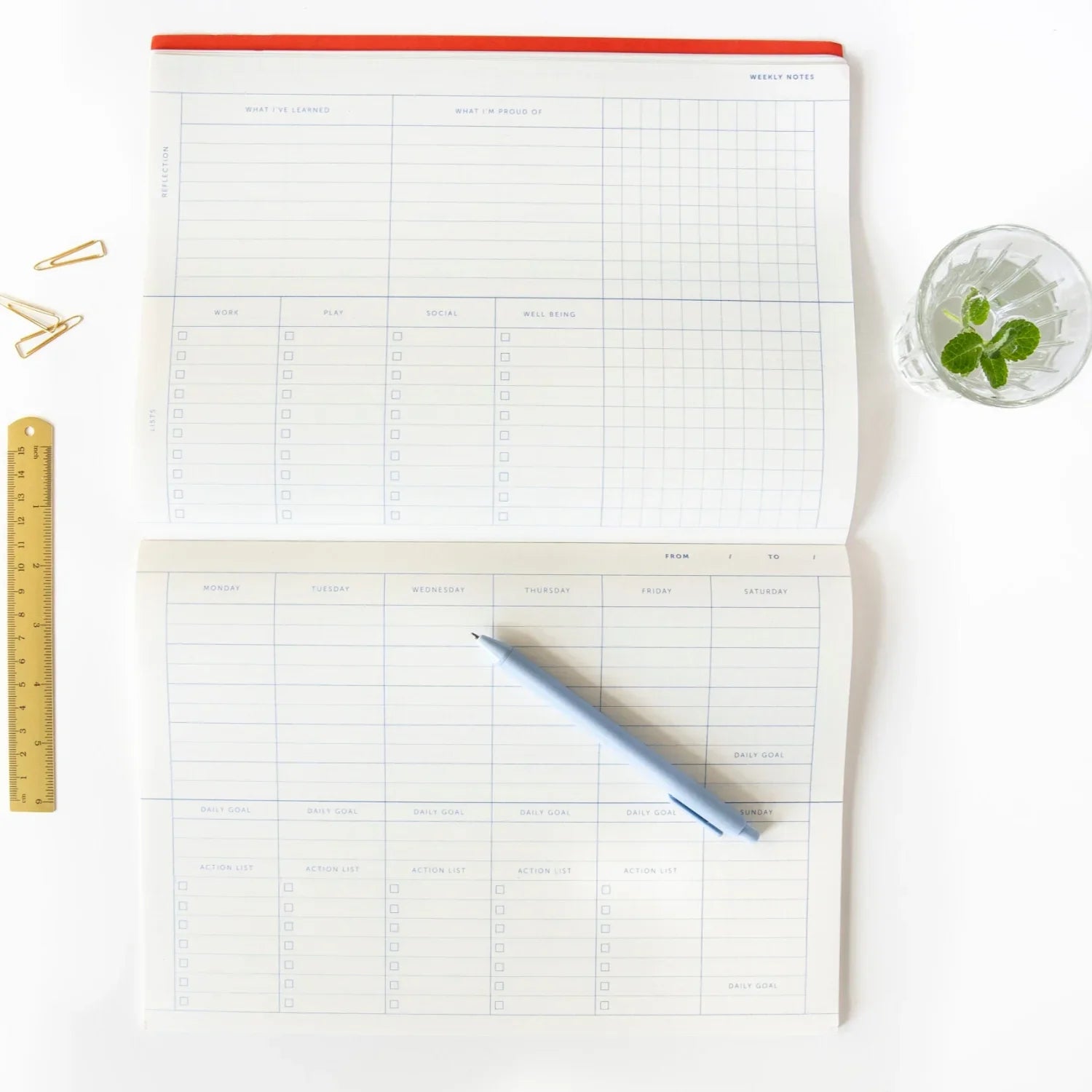 White Smoke A-Journal Deskplanner Toile de Jouy - Abreißblock Lavendel