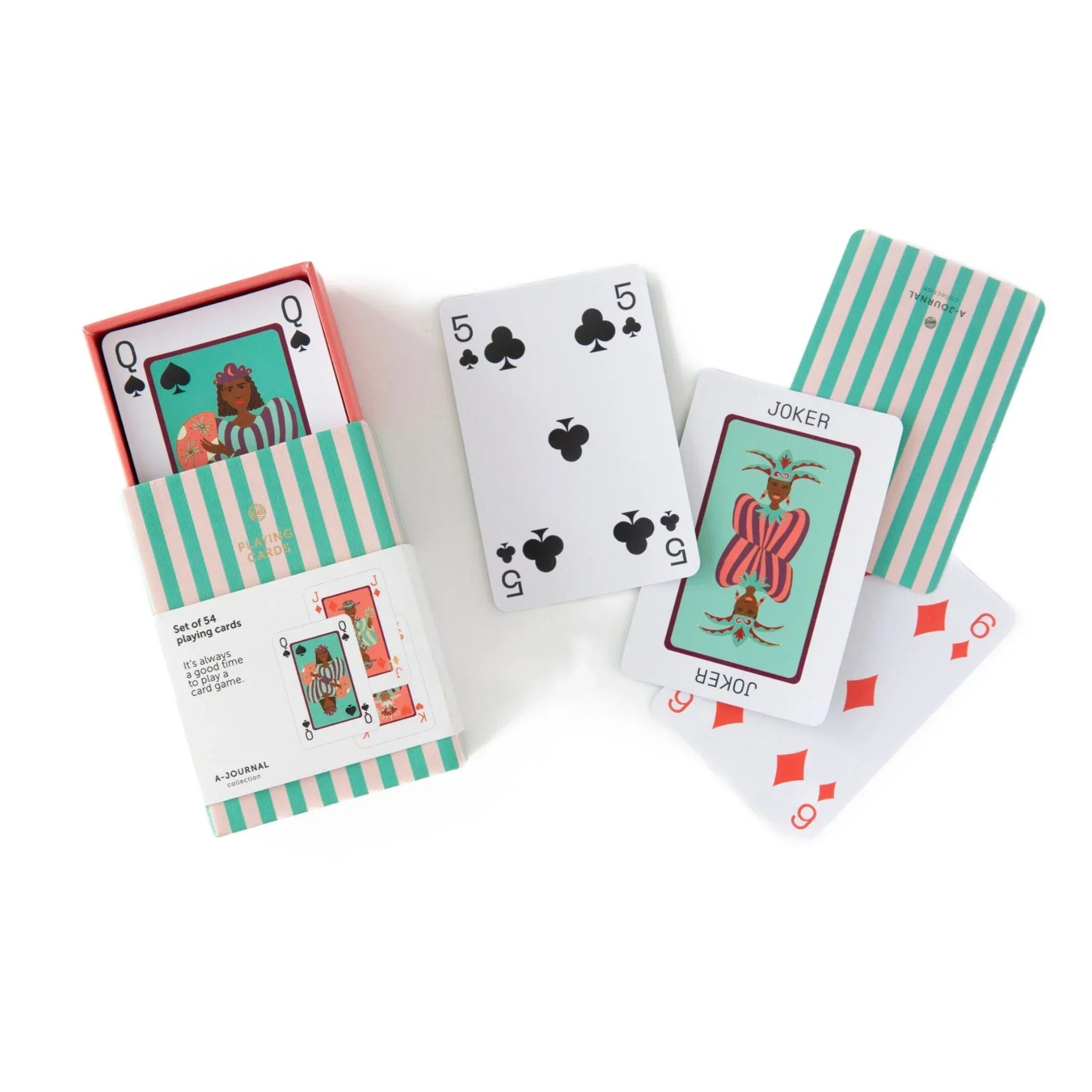 Light Gray A-Journal Designer Spielkarten Grün - Illustrierte Karten Box