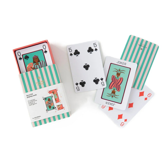 Light Gray A-Journal Designer Spielkarten Grün - Illustrierte Karten Box