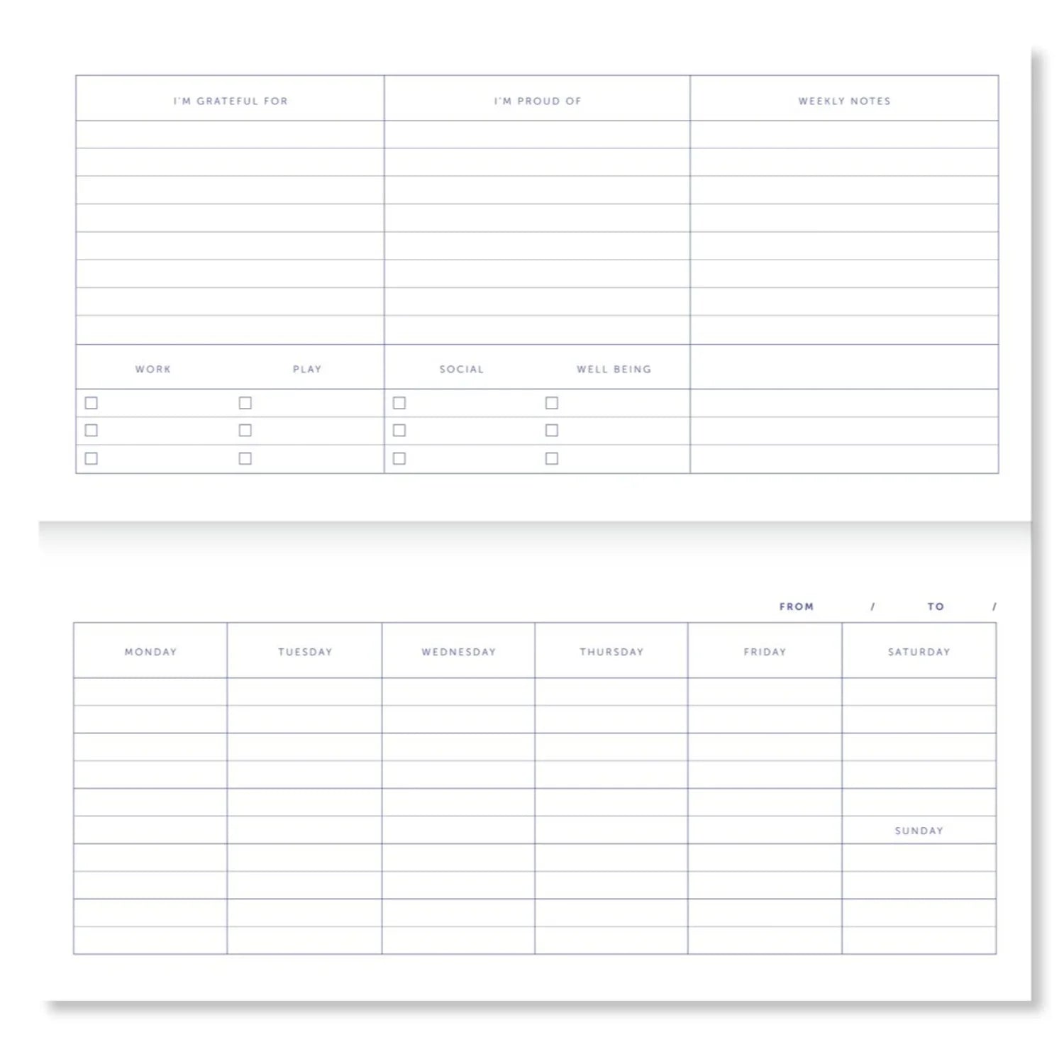 Lavender A-Journal Spiral-Abreißplaner Checkered - Wochenplaner Karo