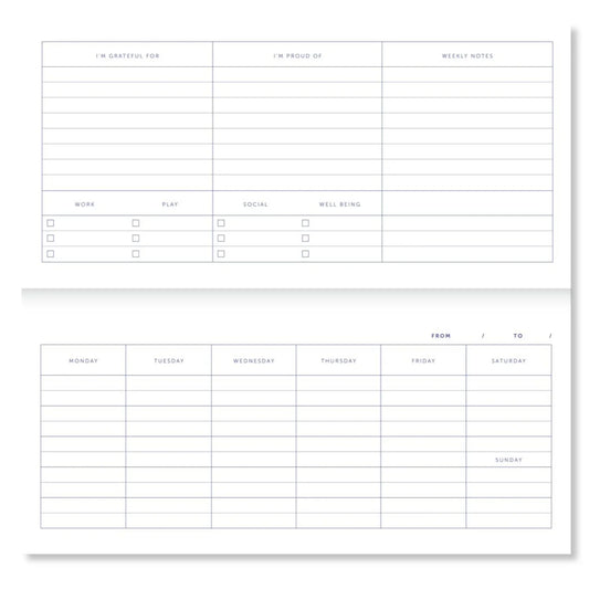 Lavender A-Journal Spiral-Abreißplaner Checkered - Wochenplaner Karo