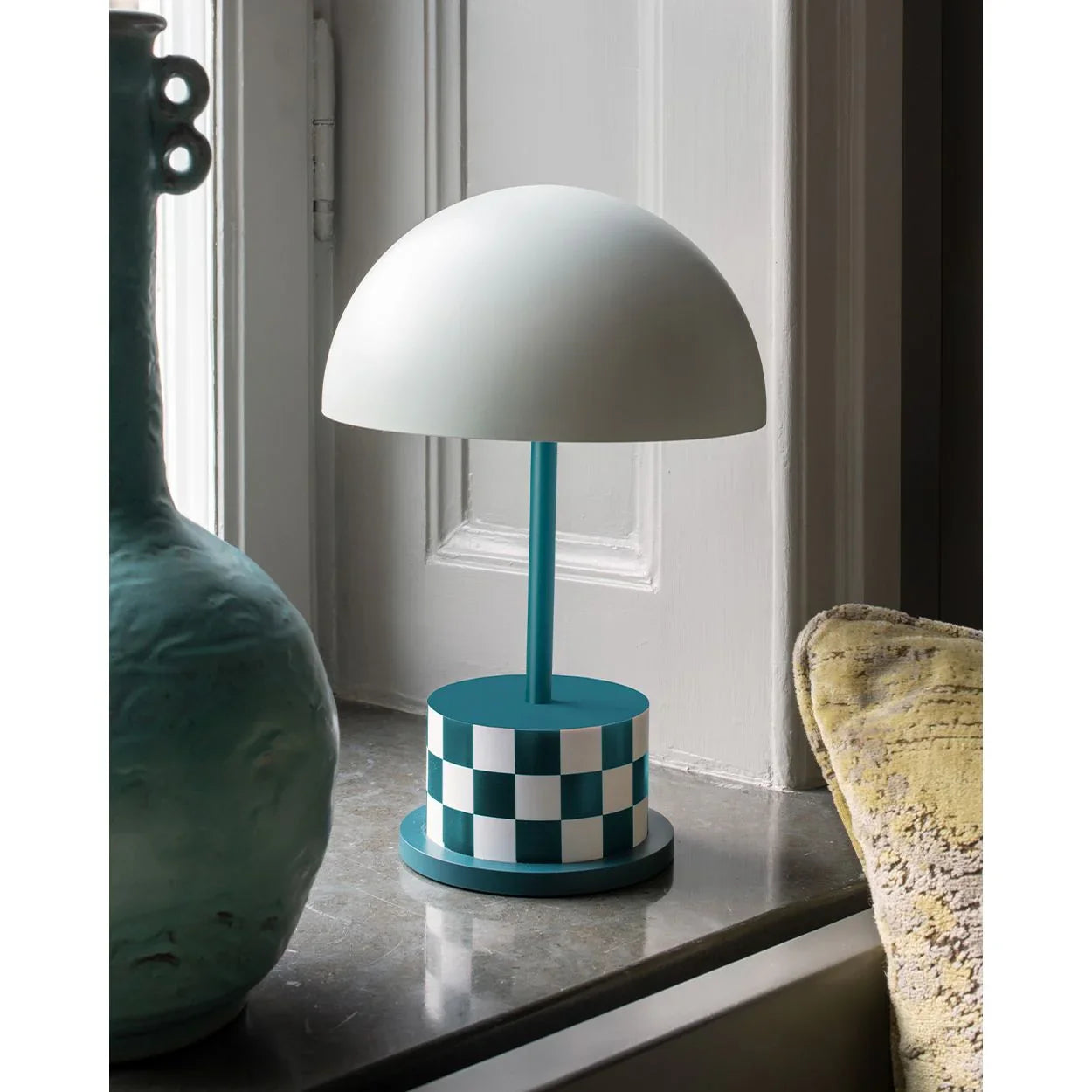 Dark Slate Gray Portable Lamp - Riviera, Checkers