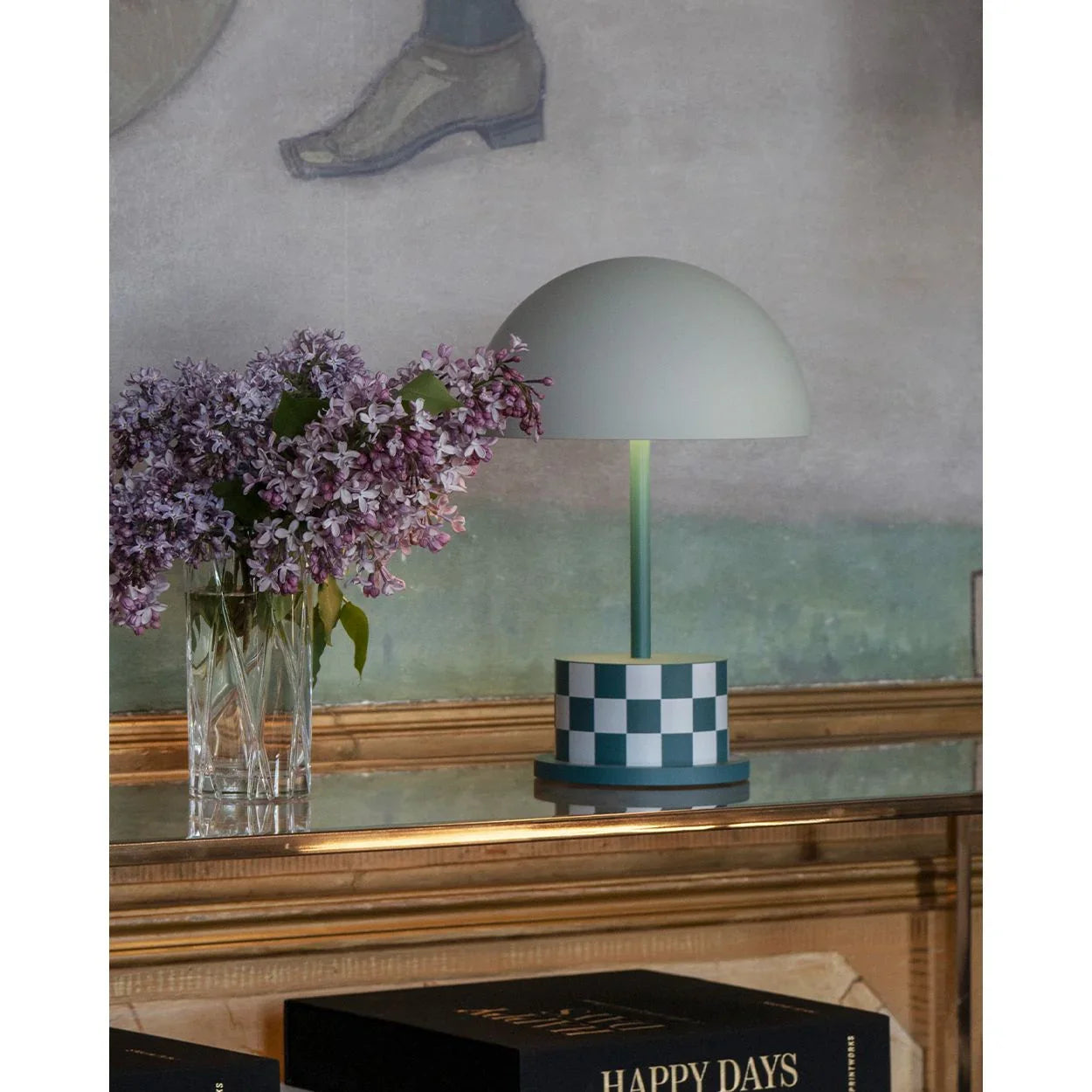 Dim Gray Portable Lamp - Riviera, Checkers